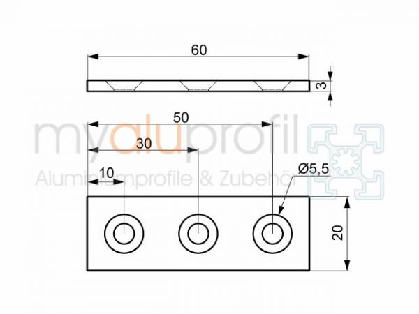 Tab 20x60 black groove 5 I-type